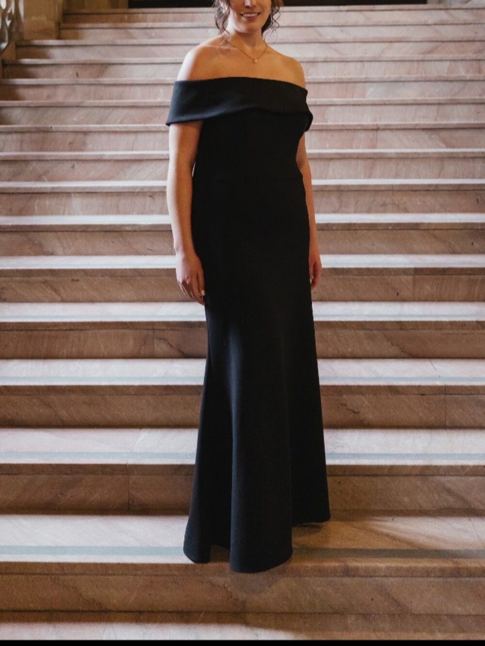 Laura Petites Off-Shoulder Black Evening Gown Size 12